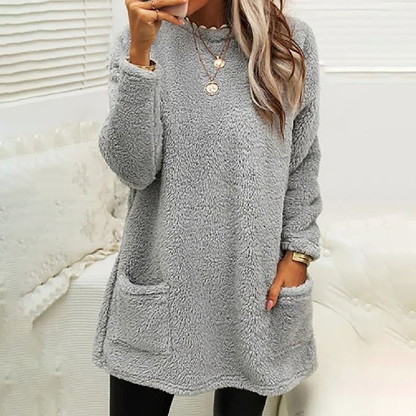 Streetwave Women Cozy Fleece Pullover With Pockets Loose Fit For Casual Comfort Everyday