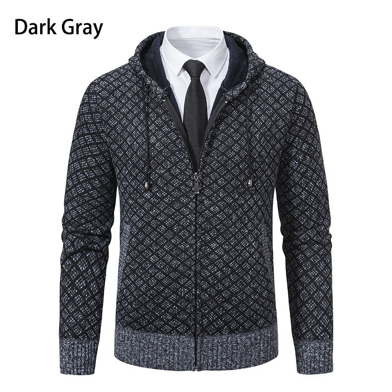 Street Wave Mens Patterned Zip Hoodie Sweatshirt With Hood Breathable Cotton Blend For Smart Casual