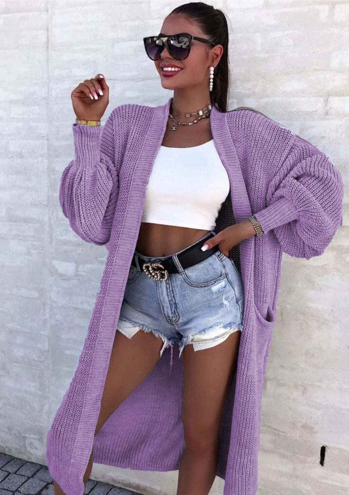 Street-wave Women's Knit Cardigan With Wide Fit And Deep Pockets For Women Everyday Chic