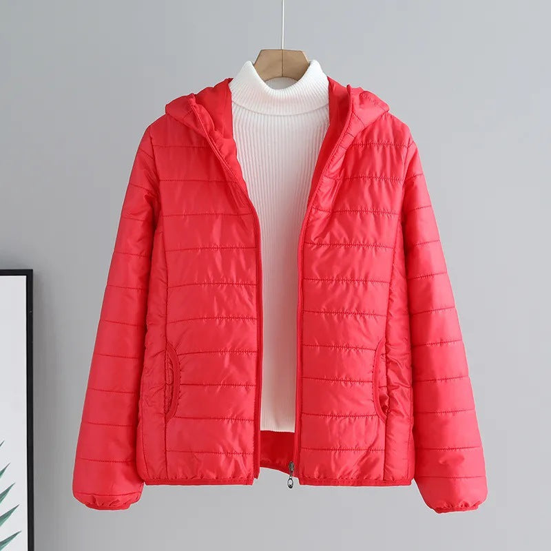 Womens Puffer Jacket Street Wave Hooded With Practical Pockets Warmth For Transitional Weather