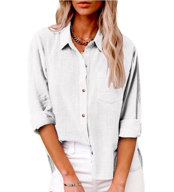 Street-Wave Women Linen Blouse Breathable Casual Short Sleeve Shirt With Button Details