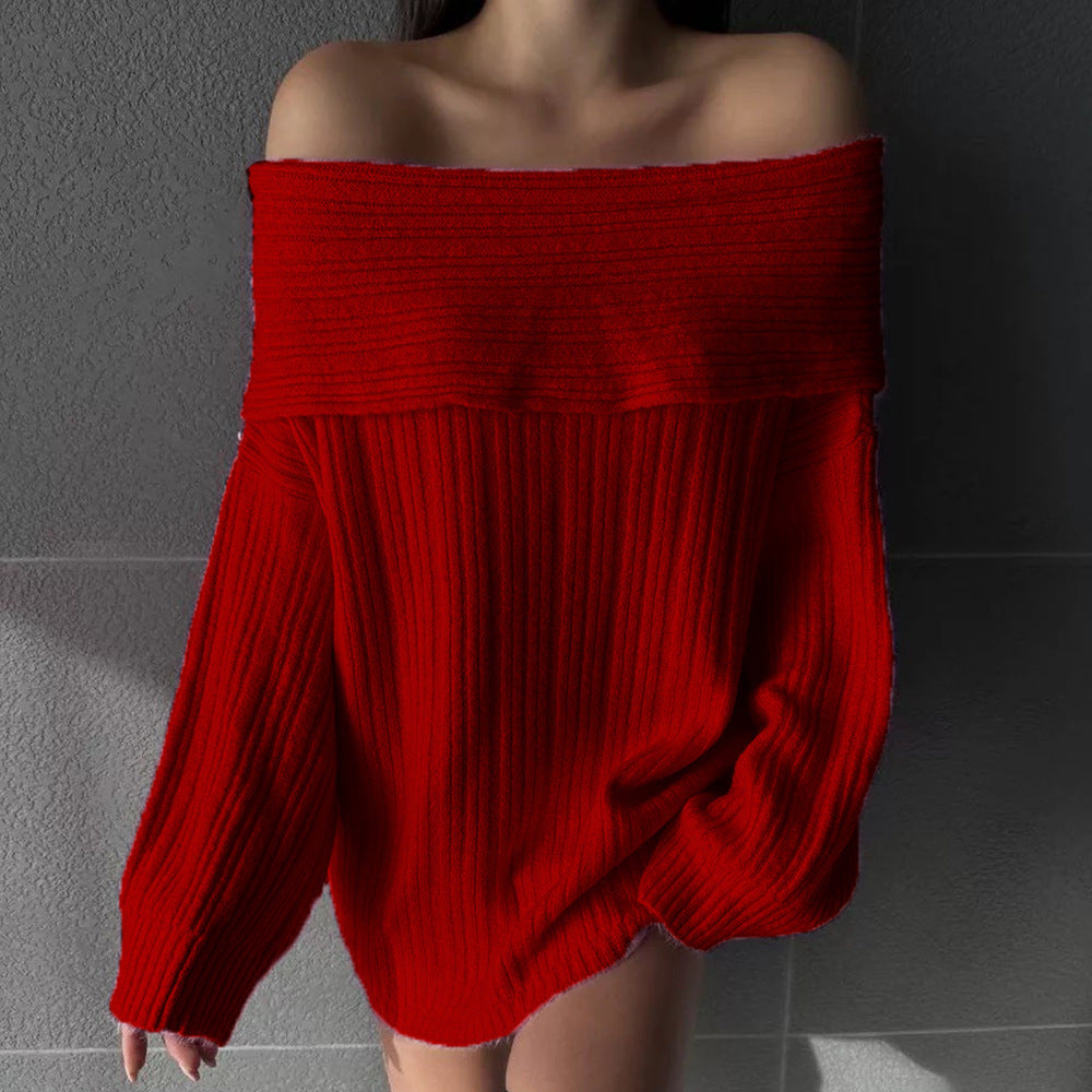 Streetwave Women Oversized Knit Pullover Off Shoulder Cozy Fashion Knitwear For Everyday Wear