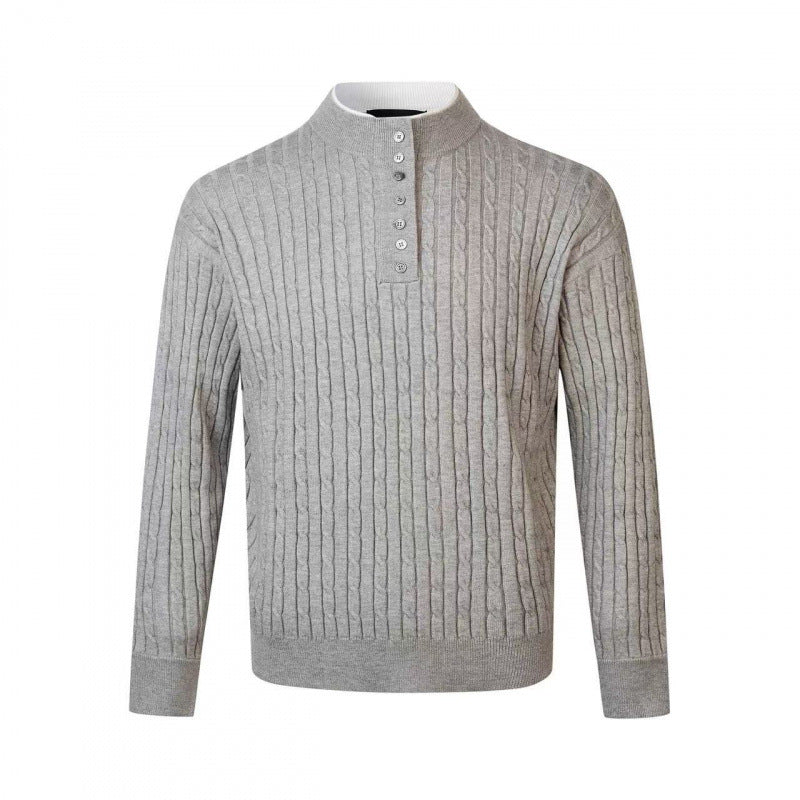 Street-Wave Men's Fine Knit Sweater With Decorative Button Details Breathable Cotton Blend Everyday Comfort And Style