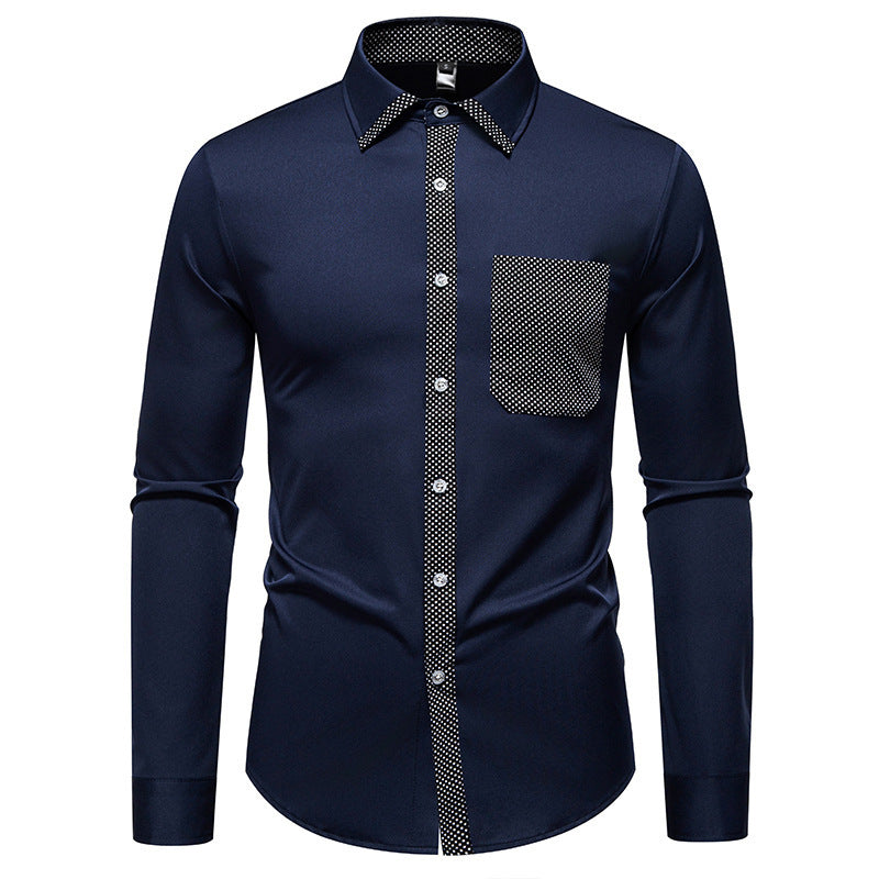 Mens Long Sleeve Shirt With Contrast Collar And Modern Chest Pocket Streetwave For Modern Men