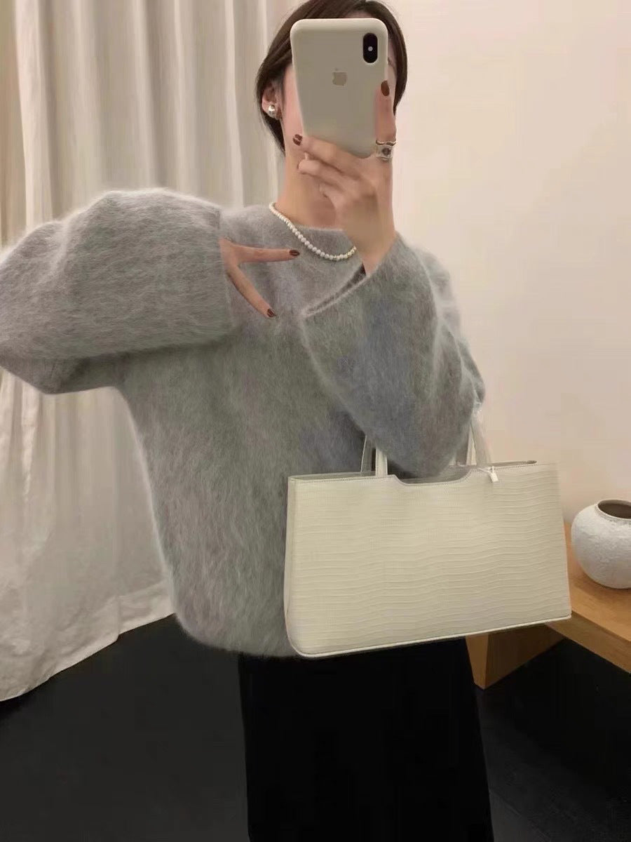 Streetwave Women Cozy Boxy Sweater Knit With Soft Plush Fabric For Warm Comfort Everyday Wardrobe Essential