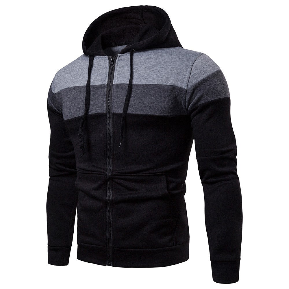Street Wave Mens Color Block Hoodie With Full Zip Jacket For Casual Comfort And Stylish Athleisure Wear