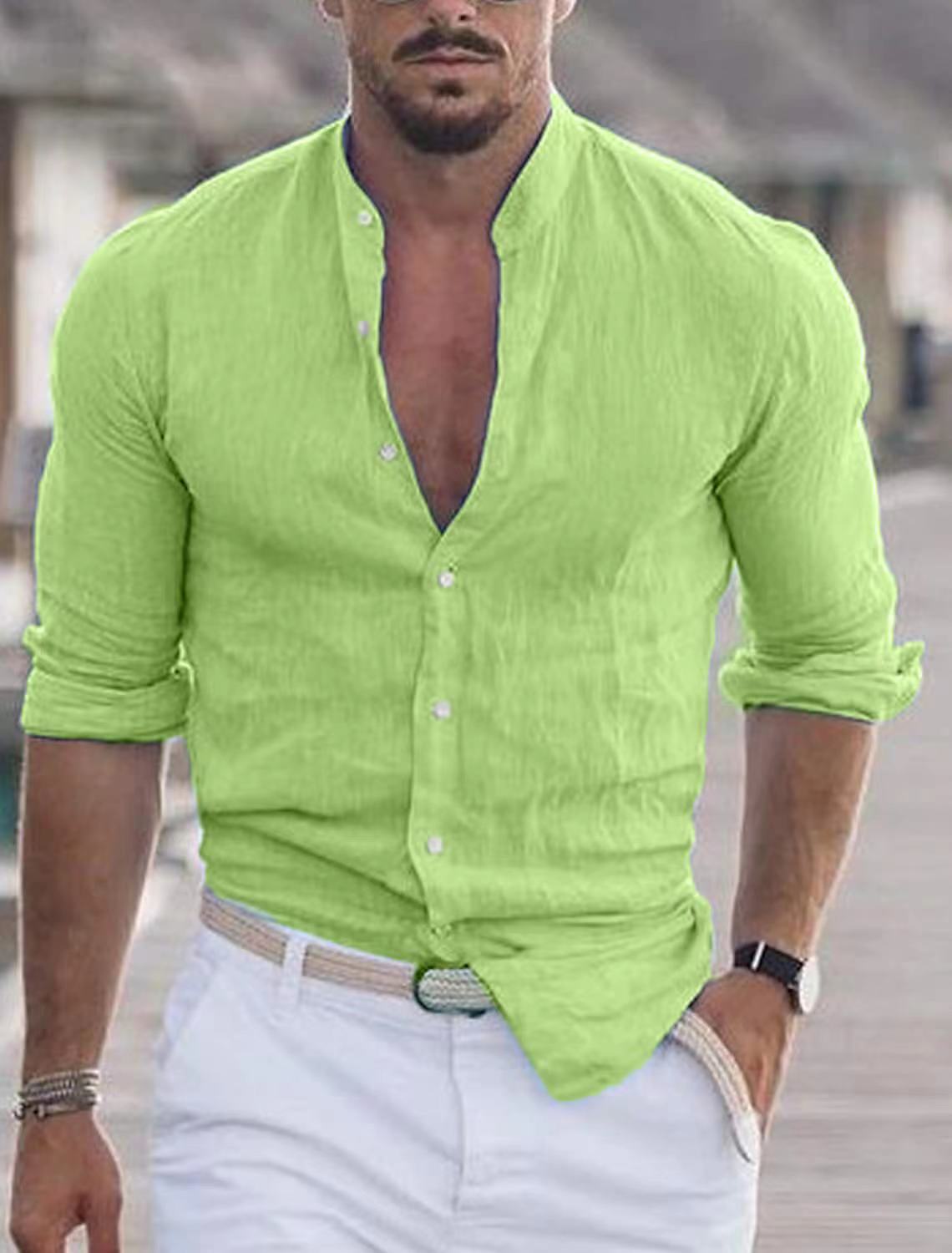 Street-wave Mens Lightweight Long Sleeve Shirt For Office And Casual Wear Versatile Comfort