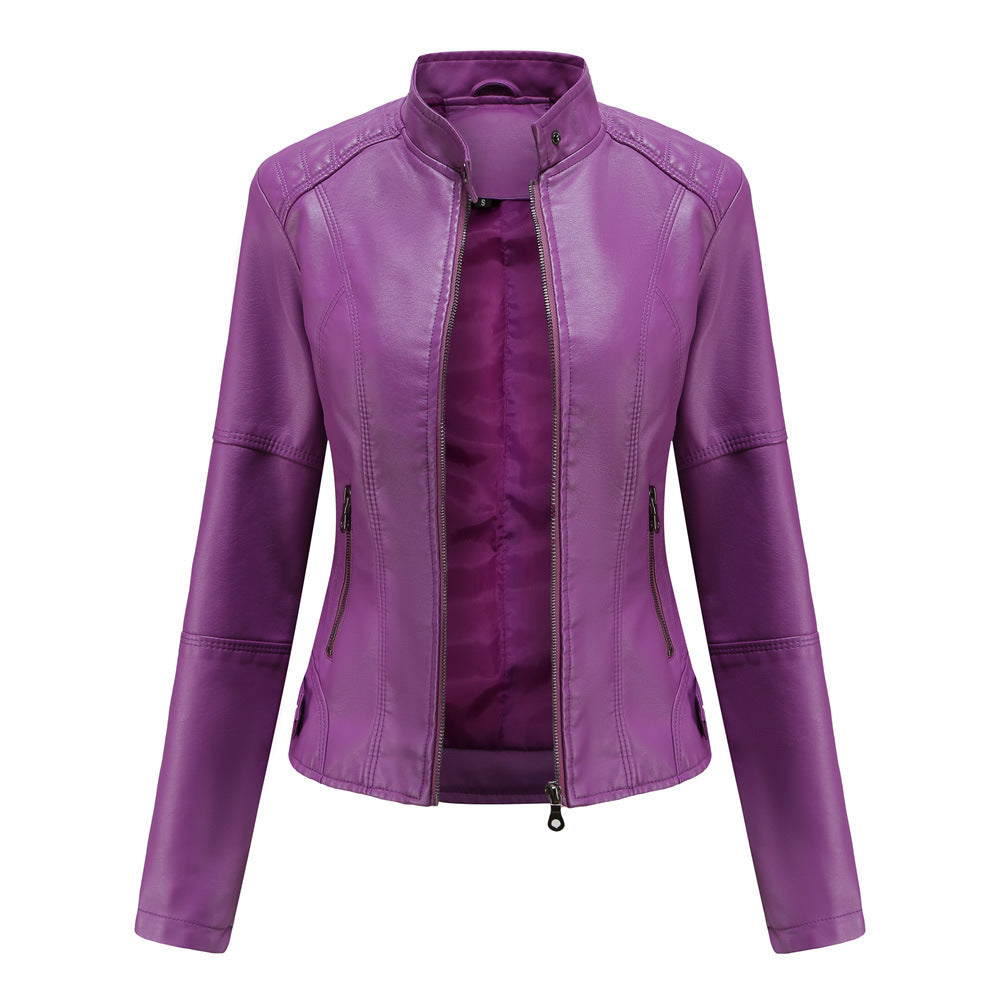 Streetwave Women Leather Jacket With Quilted Shoulders Timeless Style Cozy Comfort For Outdoors