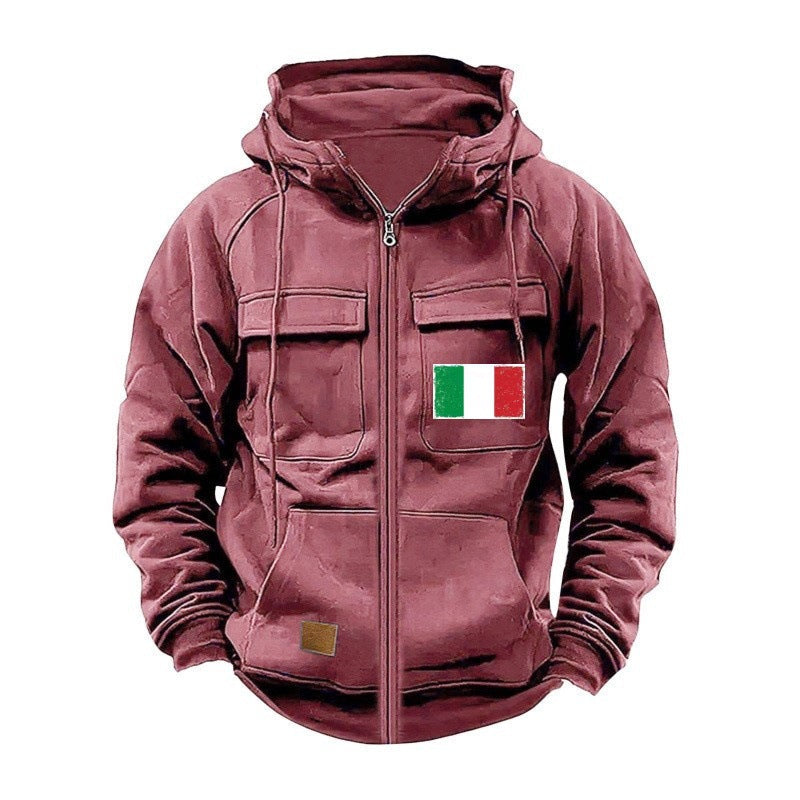 Street-wave Men's Stylish Hooded Jacket With Practical Pockets And Adjustable Collar