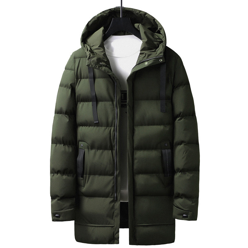 Street Wave Long Puffer Jacket For Men Warm Insulated Urban Hooded Coat For Cold Weather