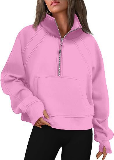 Street-wave Women High Collar Zip Pullover Fleece For Active Athleisure Comfort And Warmth