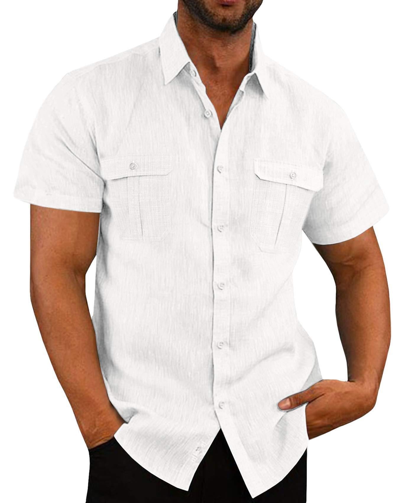 Street Wave Men's Short Sleeve Shirt With Practical Chest Pockets For Stylish Casual Everyday Wear