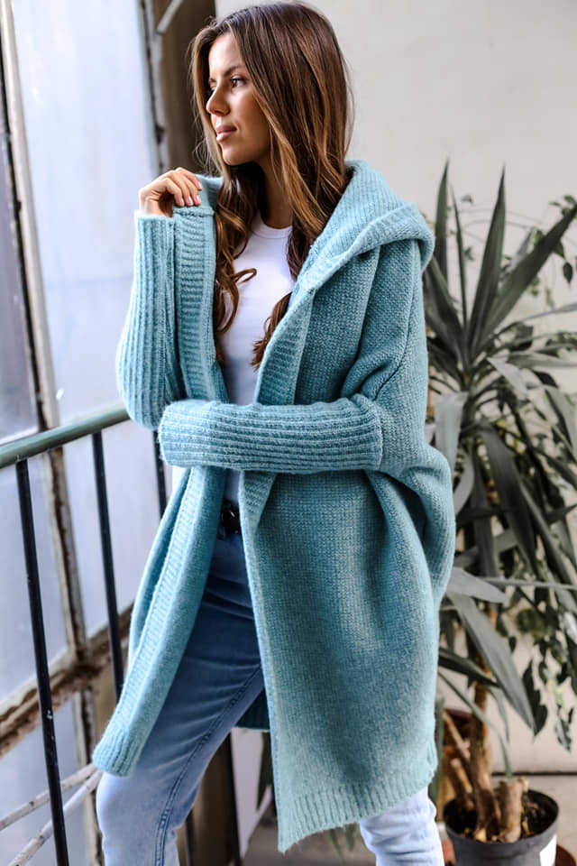 Cozy Knit Cardigan With Hood Open Front For Women Street-Wave Oversized Soft Warmth And Style