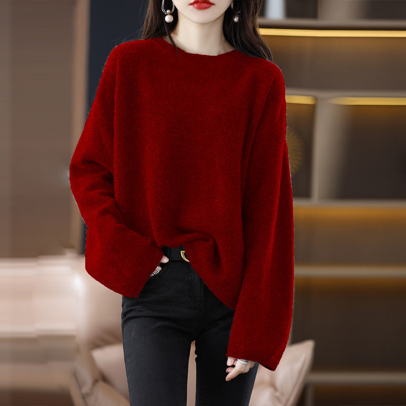 Street-wave Cozy Oversized Knit Sweater for Women With Wide Fit and Long Sleeves
