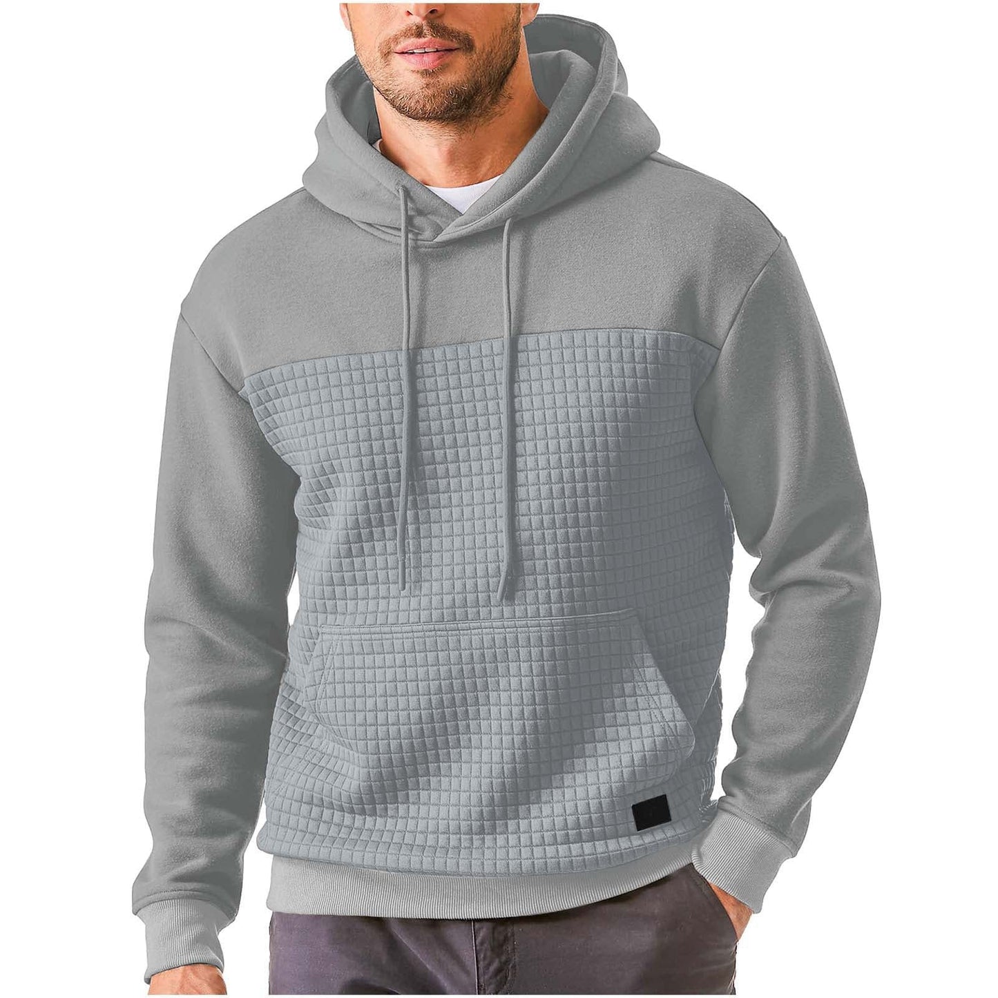 Street-wave Men's Hoodie With Structured Textured Upper Panel For Modern Comfort