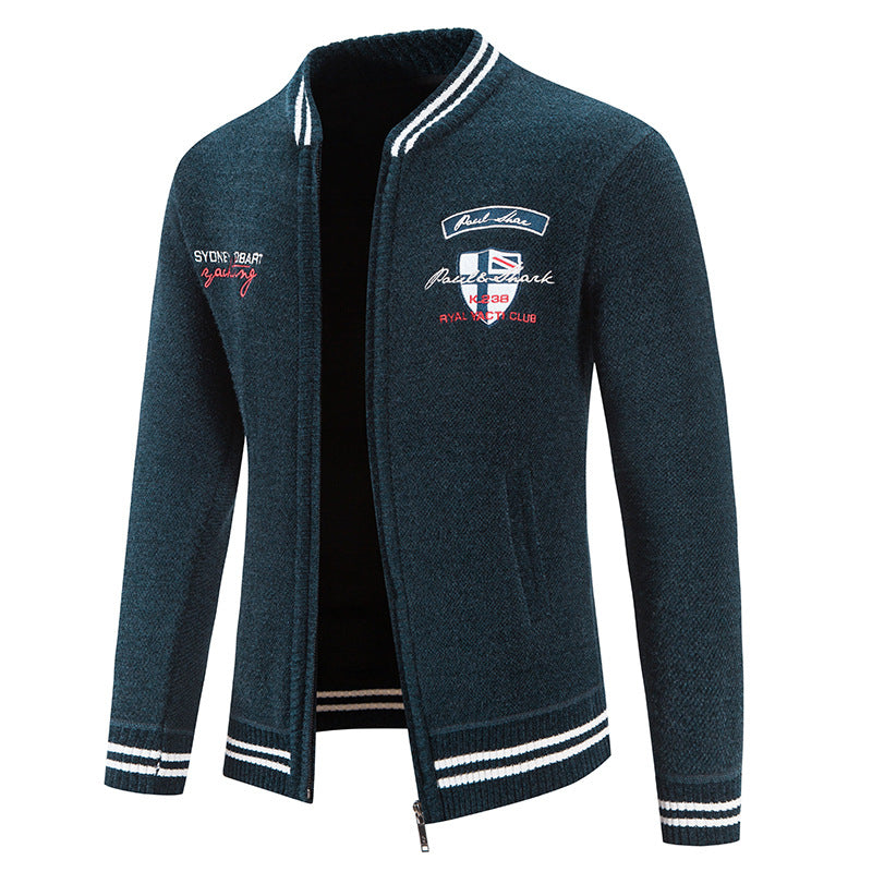 Street Wave Mens Sporty Knit Cardigan With Versatile Design And Breathable Cotton Blend