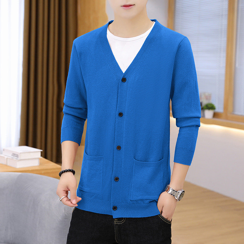 Street-Wave Mens Elegant Lightweight Knit Cardigan With Pockets For Breathable Comfort