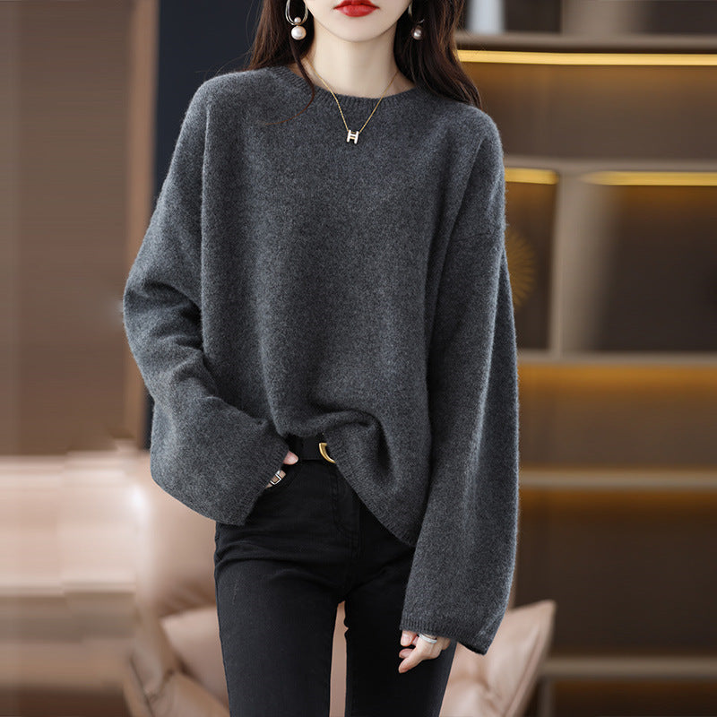 Street-wave Cozy Oversized Knit Sweater for Women With Wide Fit and Long Sleeves