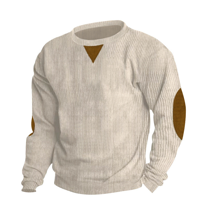 Street Wave Women's Ribbed Knit Pullover With Faux Leather Details And Elbow Patches