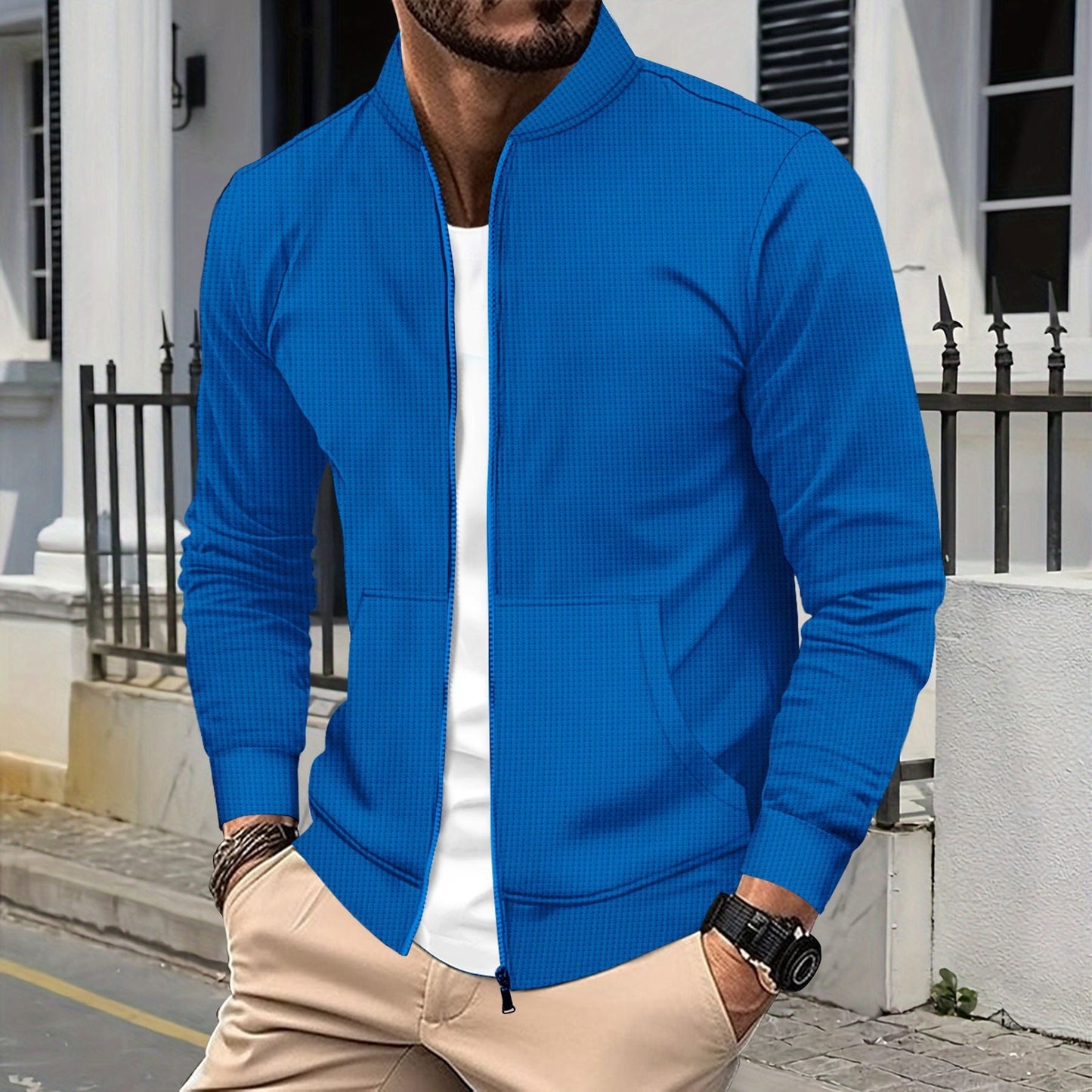 Men's Sporty Zip Up Jacket With Breathable Fabric And Practical Pockets For Active Men Street-wave