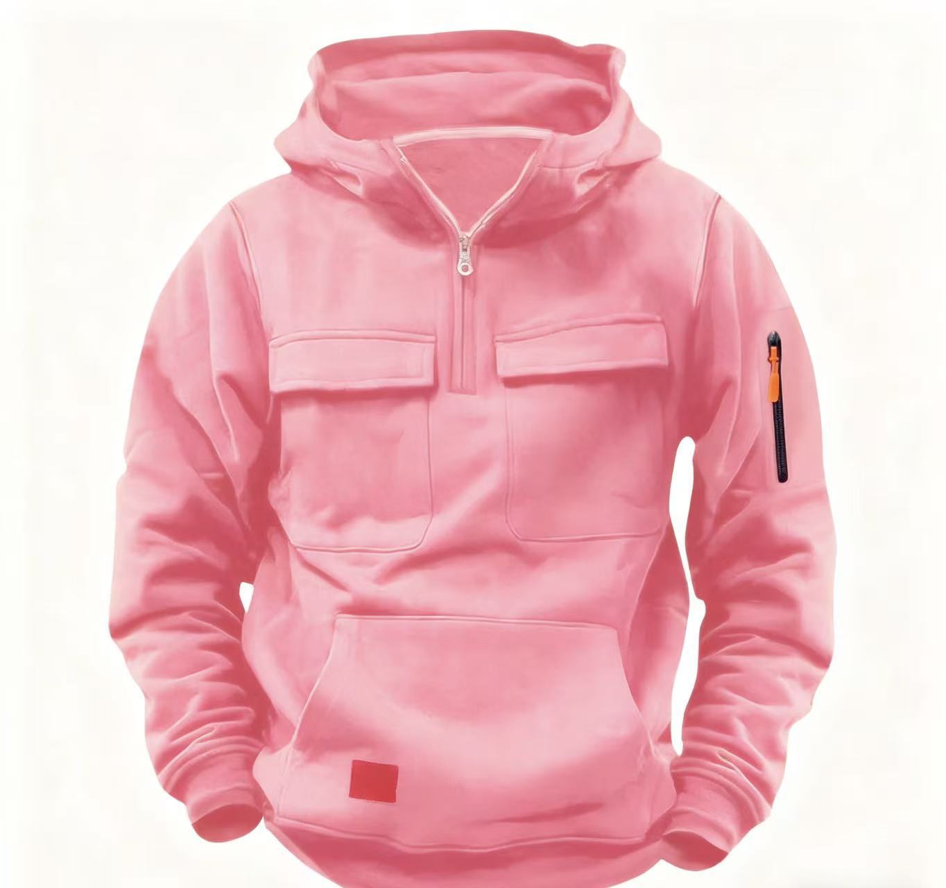 Street-Wave Men's Functional Hooded Zip Jacket With Practical Pockets For Active Men