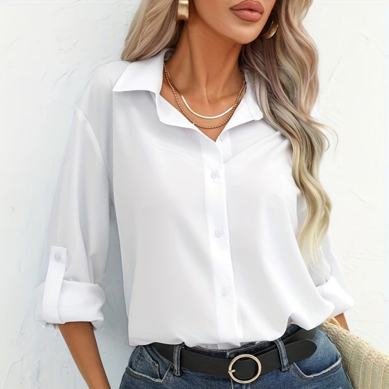 Street Wave Breathable Cotton Blouse For Women With Elegant Long Sleeves Everyday Wear