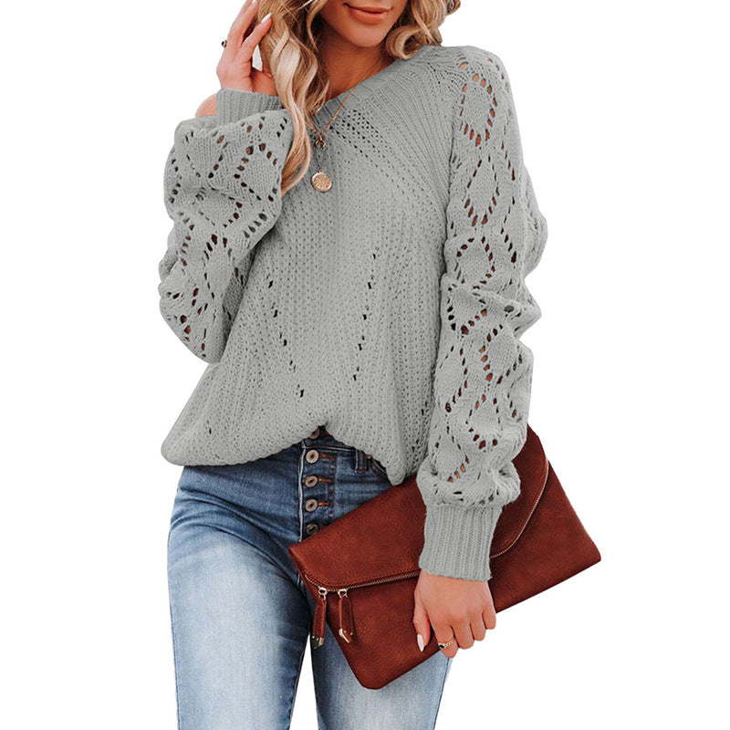 Streetwave Women's V Neck Chunky Knit Sweater With Airy Sleeves For Effortless Casual Everyday Wear