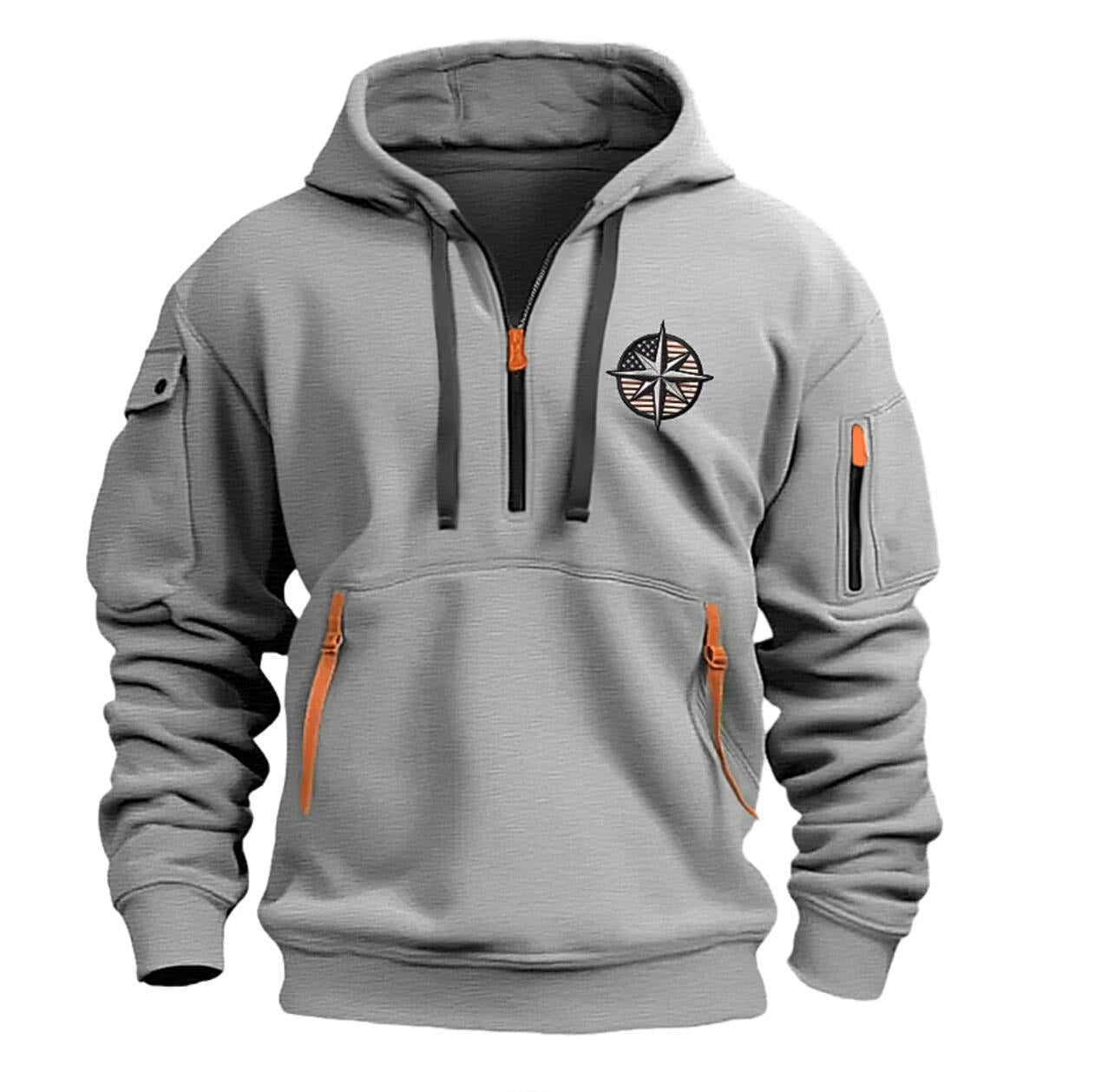 Street-Wave Men's Technical Fleece Jacket With Hood Zip Pockets For Outdoor Warmth And Comfort