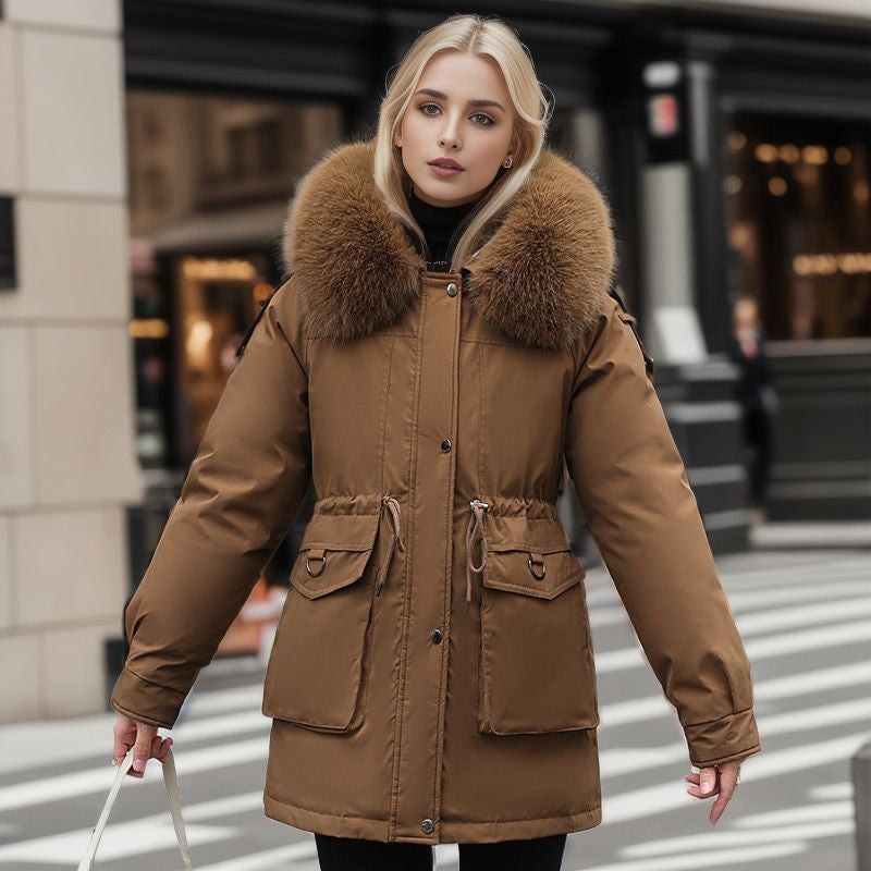 Street-Wave Women's Warm Winter Jacket With Removable Fur Collar For Cozy Comfort