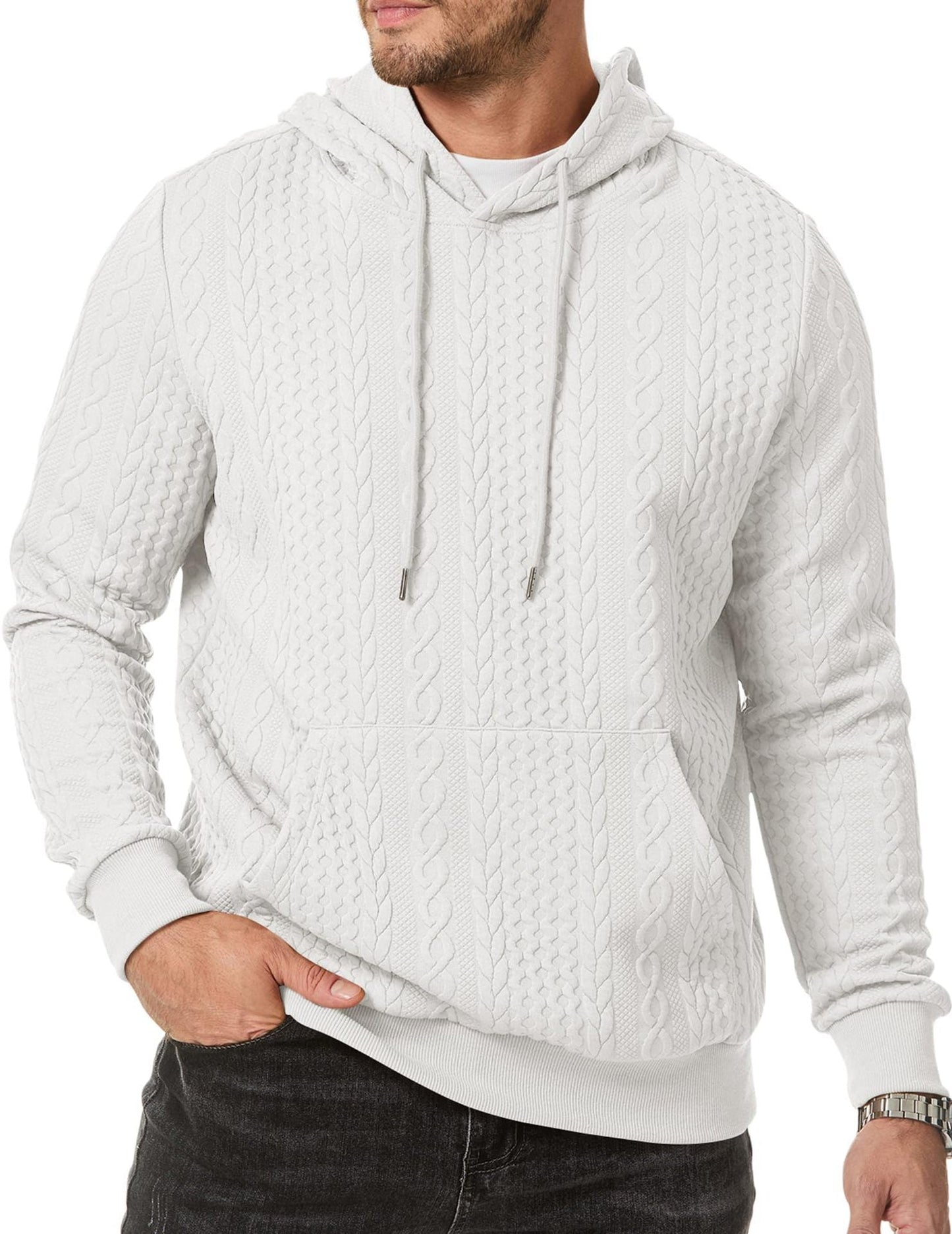 Men's Cable Knit Hoodie Street-Wave With Structured Knit For Premium Comfort And Warmth