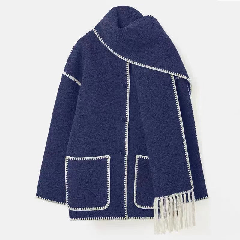 Street-Wave Womens Oversized Cardigan Fringes Pockets Cozy