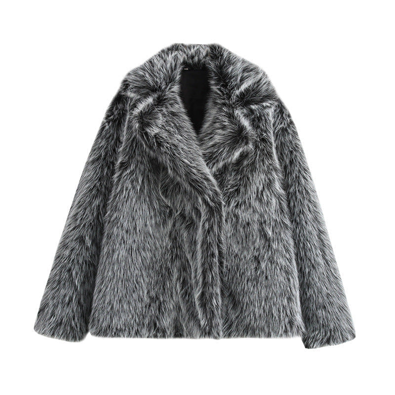 Street-wave Cozy Faux Fur Jacket For Women Plush Warm Luxury Outerwear For Cold Weather
