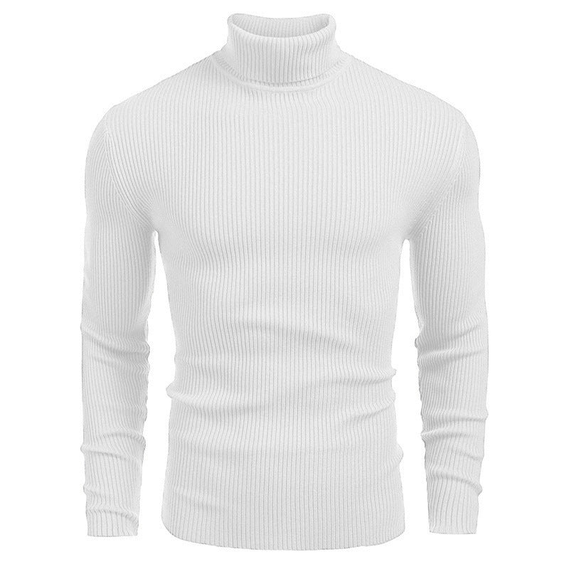 Street-Wave Men's Fine Rib Knit Rollneck Sweater Soft Warm Turtleneck for Everyday Style