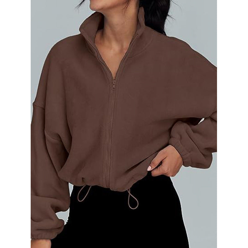Oversize Zip Pullover for Women With High Collar Drawstring Cozy Streetwear by Streetwave