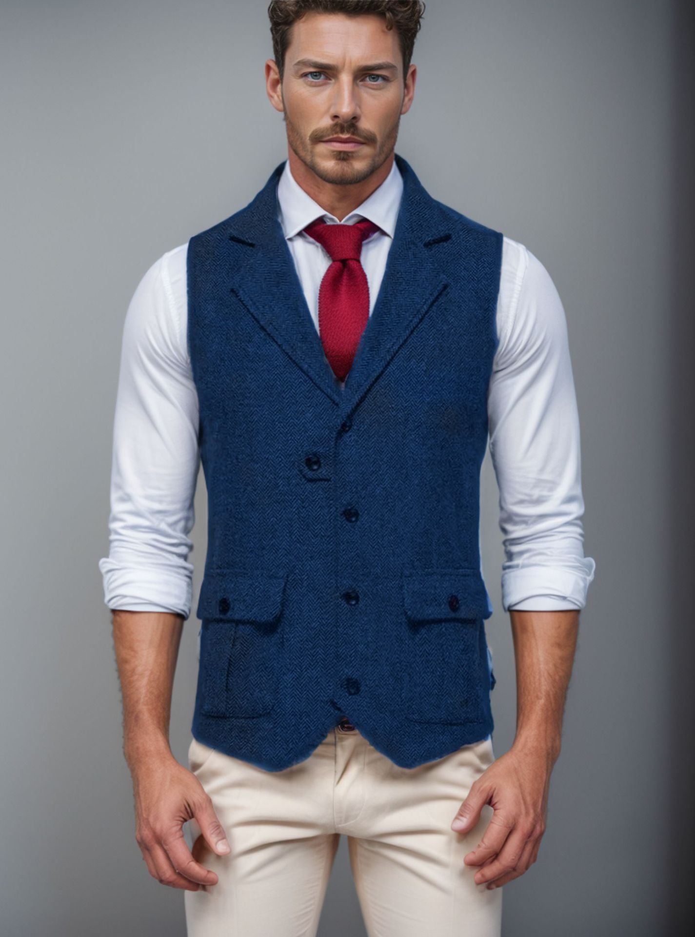 Street Wave Mens Herringbone Vest For Formal Occasions Elegant Comfortable Fit Premium Tailored