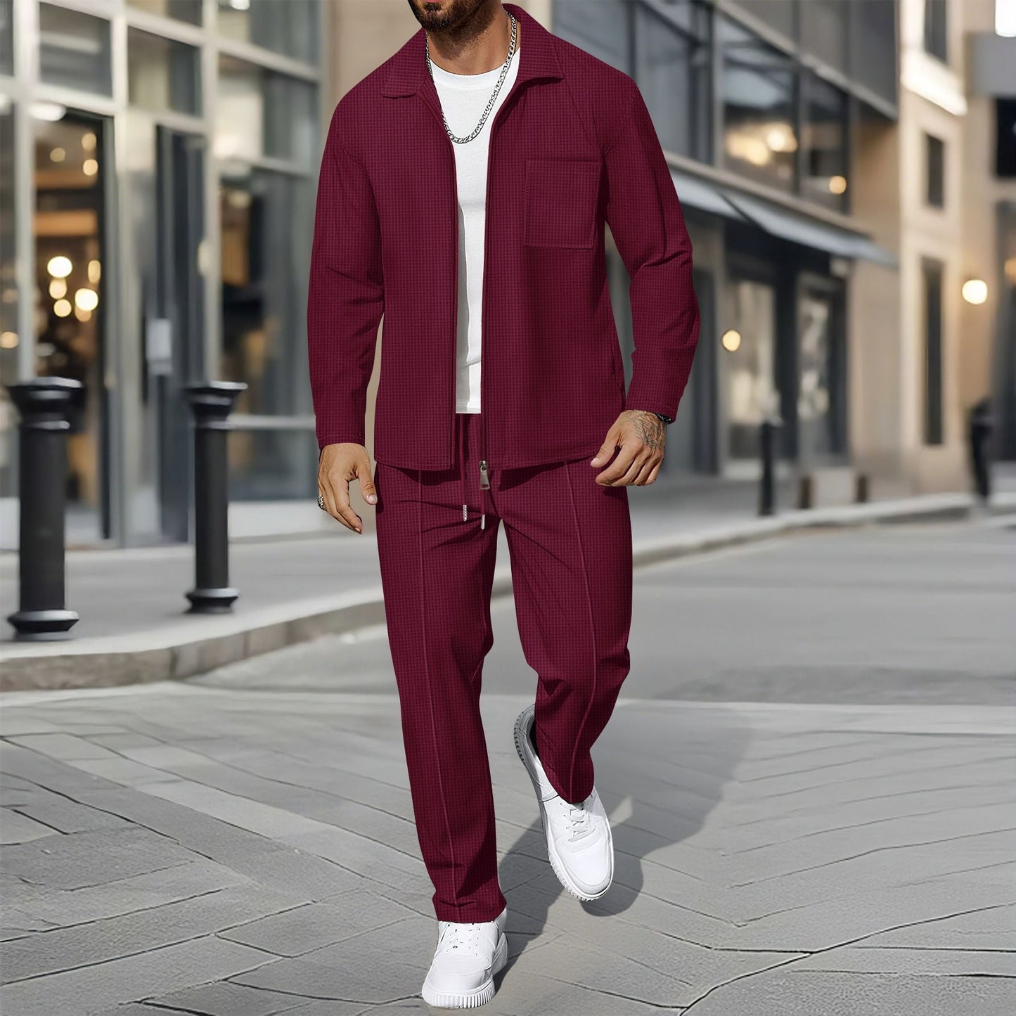 Street Wave Mens Casual Leisure Suit Set Breathable Comfort for Everyday Casual Wear