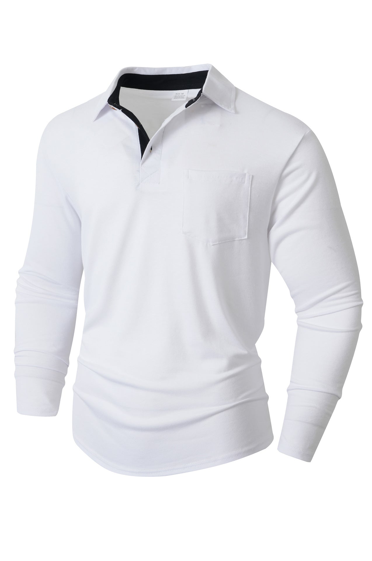 Street-wave Men's Elegant Long Sleeve Polo Shirt With Modern Collar And Stretch Comfort