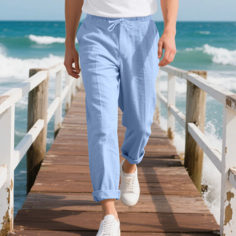 Street-Wave Men's Comfortable Beach Pants With Elastic Waistband And Adjustable Drawstring