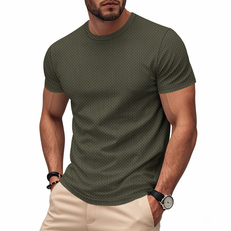 Street-Wave Mens Short Sleeve T Shirt With Structured Texture And Breathable Cotton Everyday