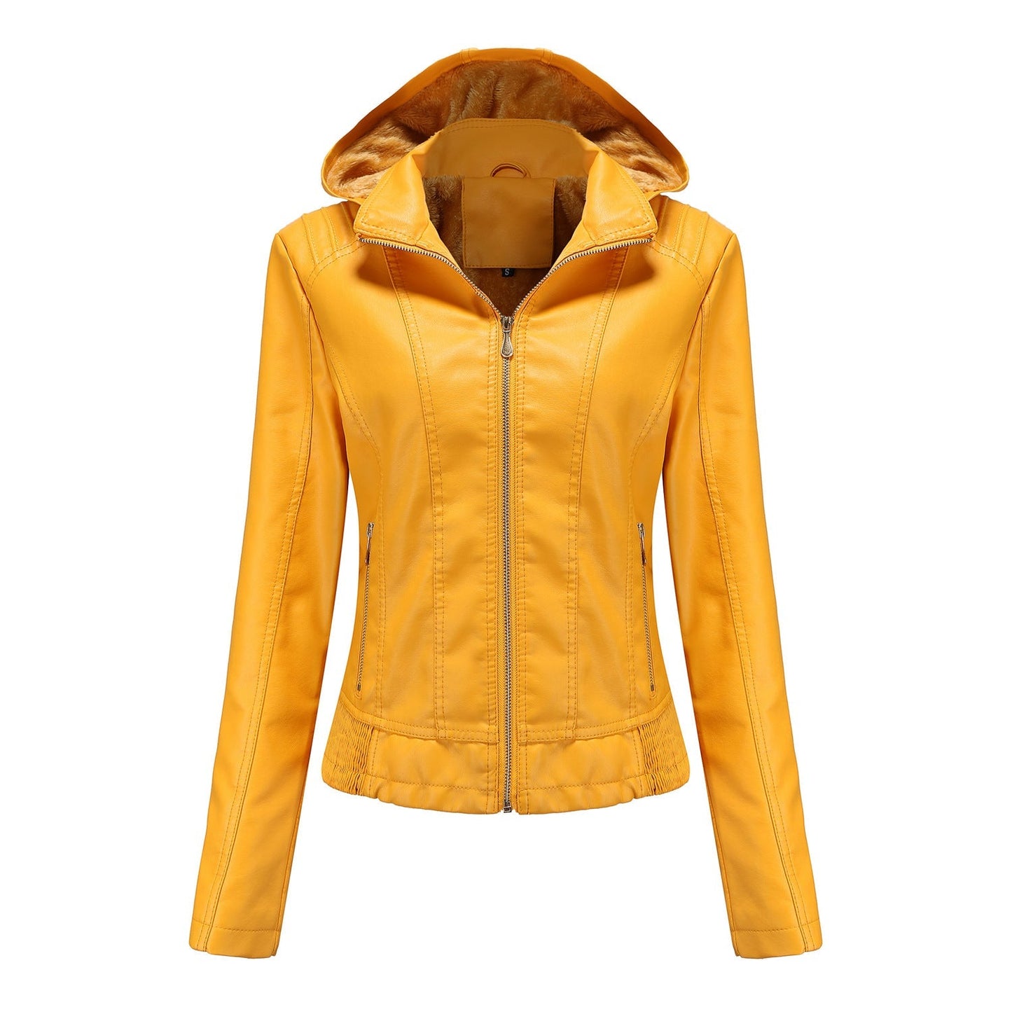 Street-wave Womens Faux Leather Jacket With High Collar And Elastic Cuffs For Urban Chic Style