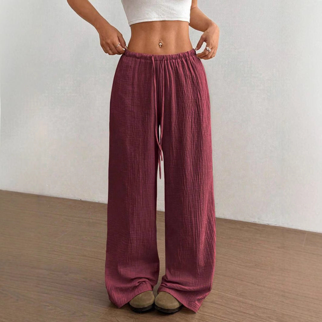 Street Wave Womens Wide Leg Summer Pants With Elastic Waistband Breathable Lightweight