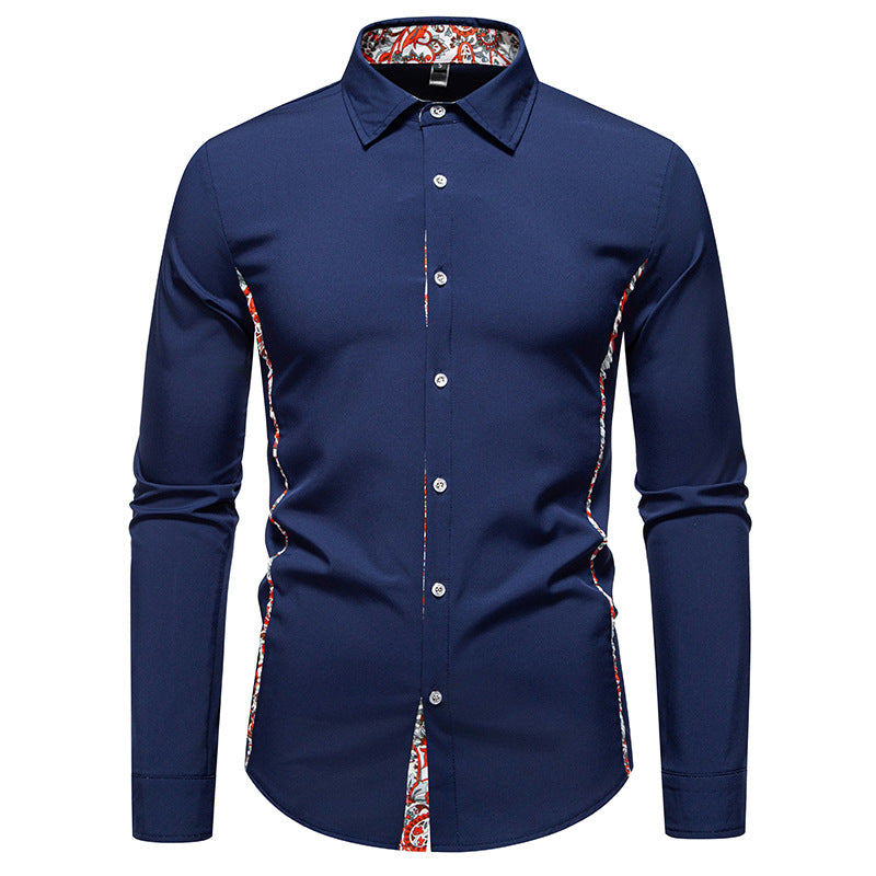 Mens Floral Long Sleeve Shirt Street-Wave Modern Fit Cotton Comfort For Stylish Everyday Wear