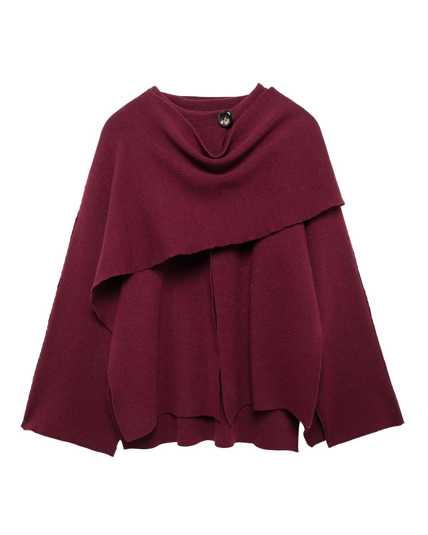 Street Wave Knit Shawl Coat With Draped Scarf Detail For Women Elegant Cozy Warmth