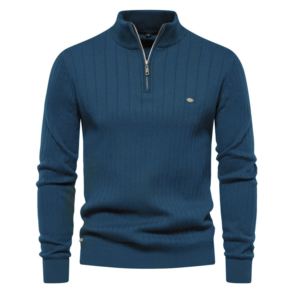Street-wave Men's Half Zip Ribbed Knit Pullover for Casual and Formal Wear All Season Comfort