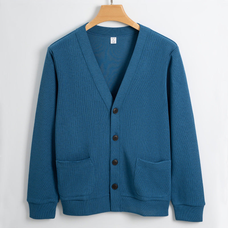 Street-Wave Mens Cardigan Cotton Knit Relaxed Fit With Pockets