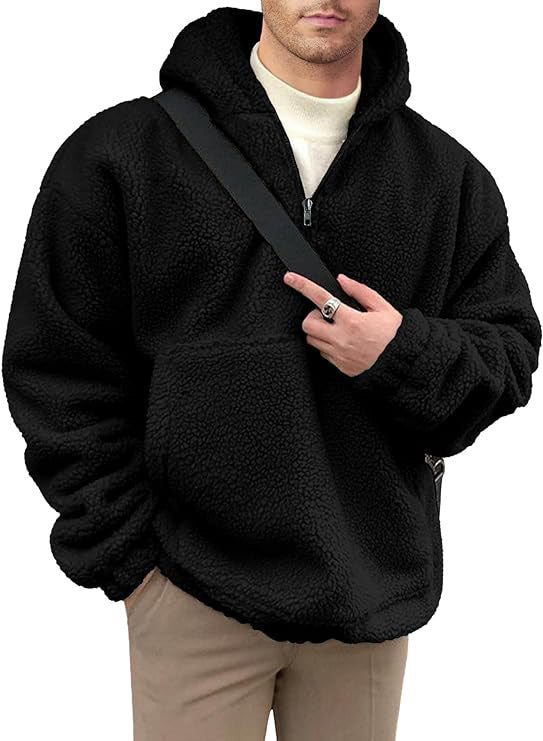 Street Wave Men's Cozy Fleece Pullover With Half Zip Superior Warmth Soft Plush Exterior For Everyday Casual Wear