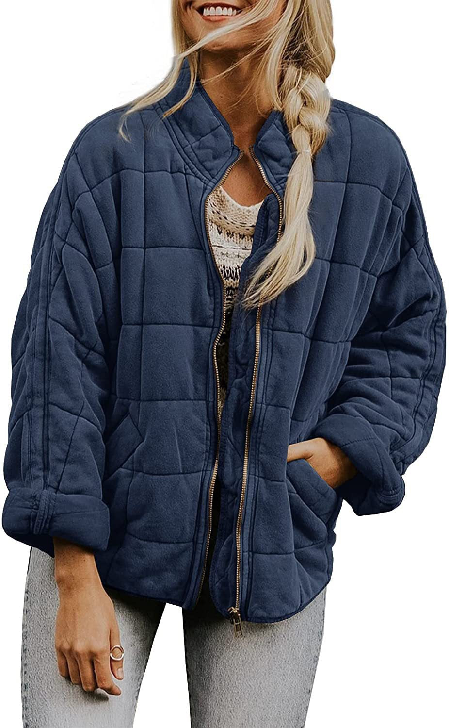 Street Wave Women Quilted Hoodie Jacket With Zip Front And Pockets For Warm Everyday Comfort