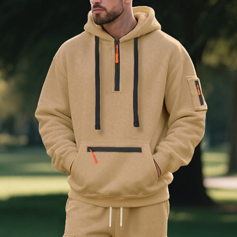 Street-wave Men's Breathable Functional Zip Hoodie With Front Pocket For Active Lifestyles