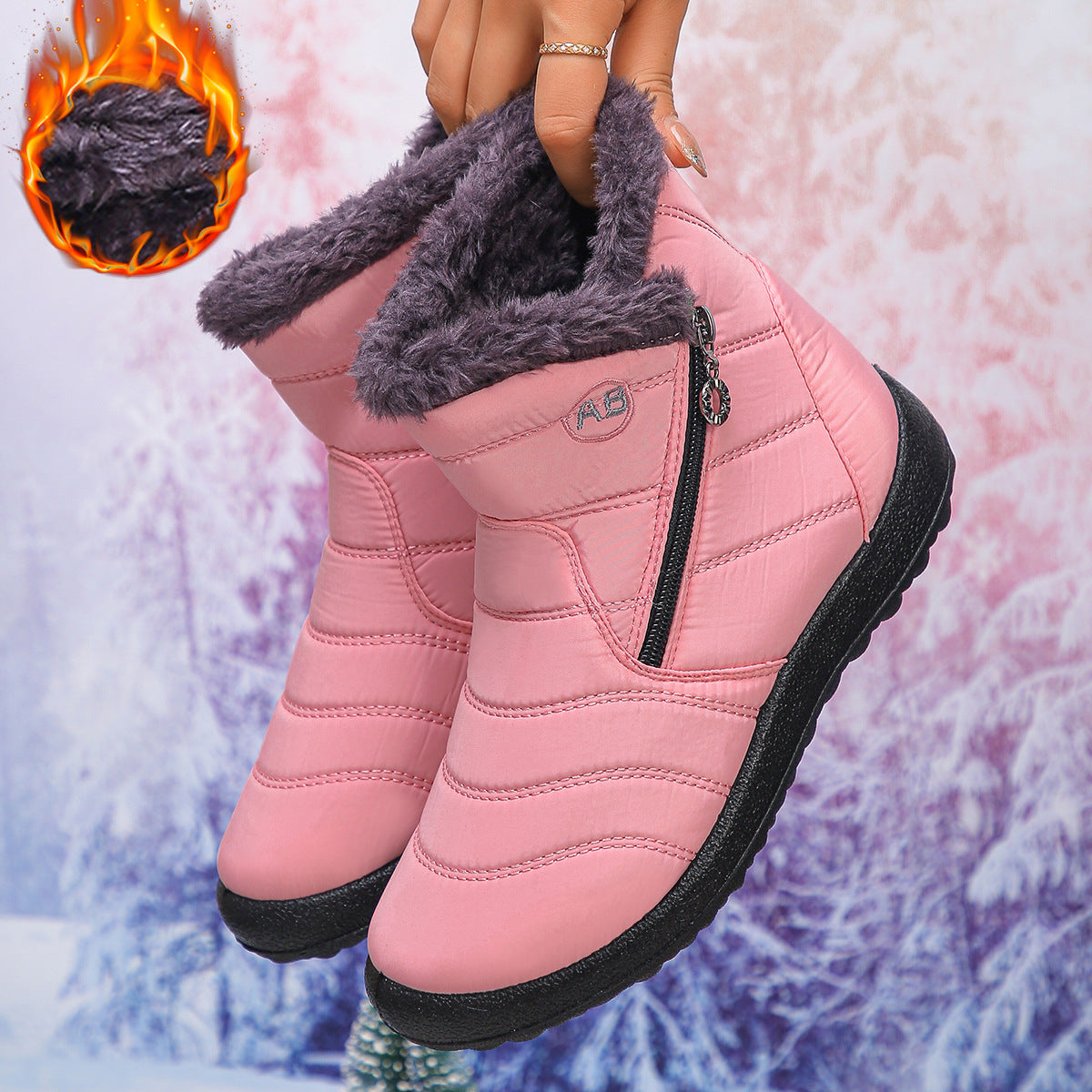 Streetwave Women Thermal Winter Boots With Cozy Fleece Lining Water Resistant Side Zip For Warm All Day Comfort