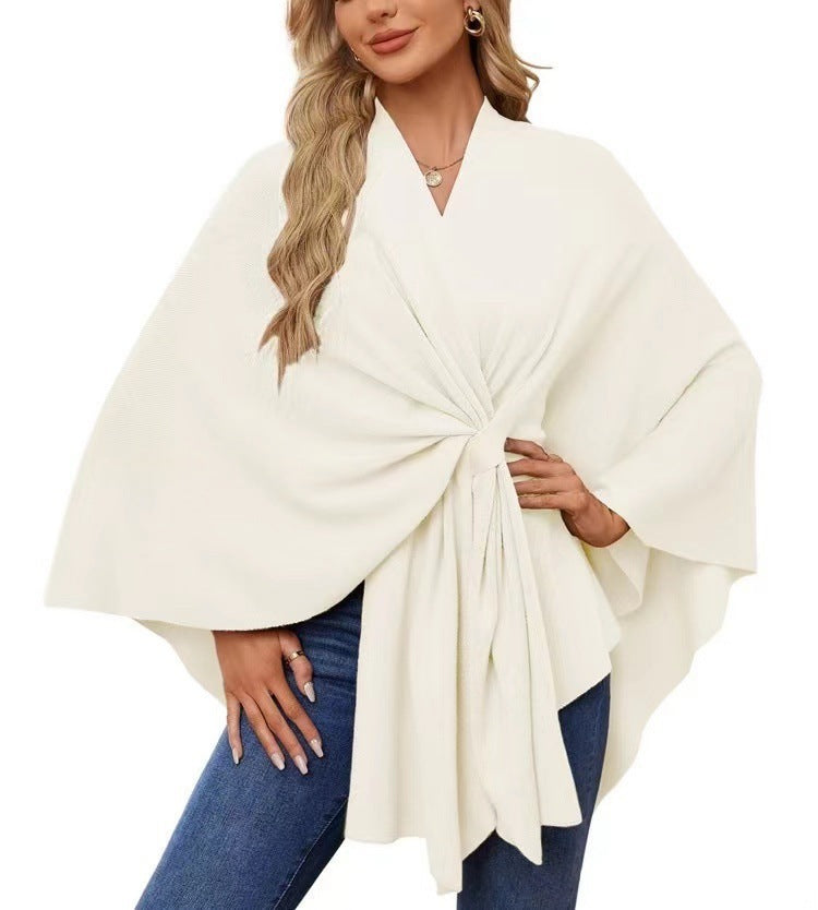 Street Wave Womens Elegant Wrap Sweater with Asymmetric Knot Tie Front For Everyday And Special Occasions